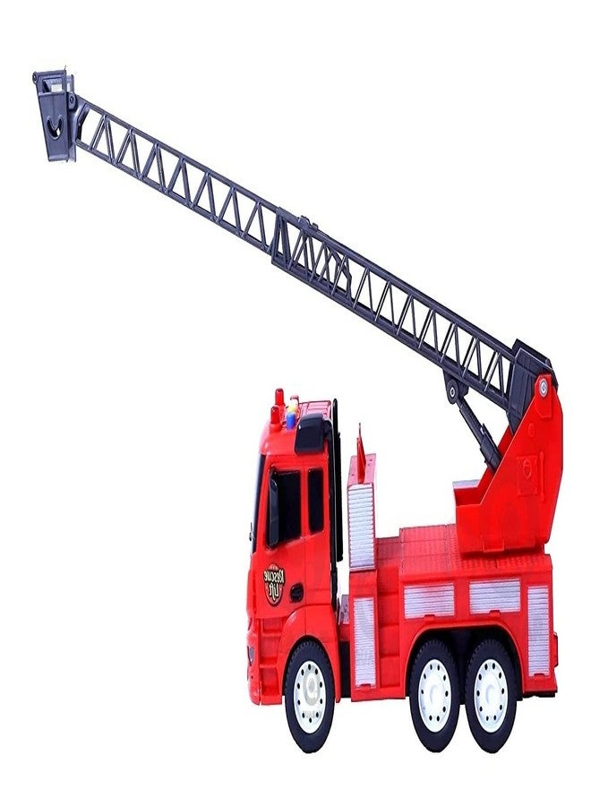 Quasar Plastic Fire Friction Powered Rescue Lift Pull Back Push and Go Light with Sound Vehicle Toys Truck Set +3 Year Best Gift for Girls Boys Pack of 1 (28 cm) - Image 4
